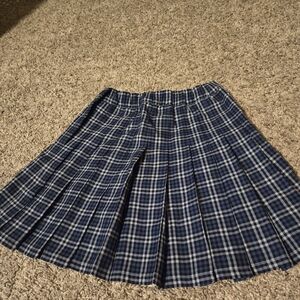 NWT Blue Pleated Plaid Skirt